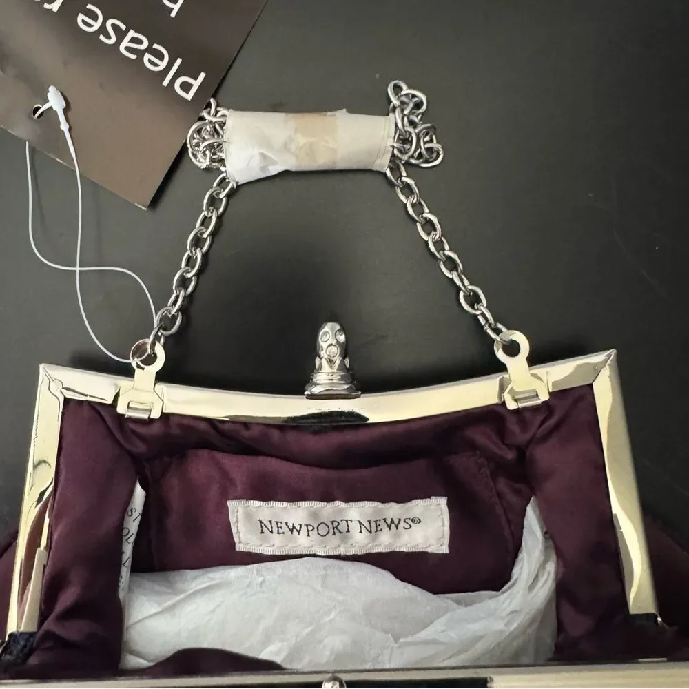 Newport News Deep Purple Berry Satin Clutch NWT